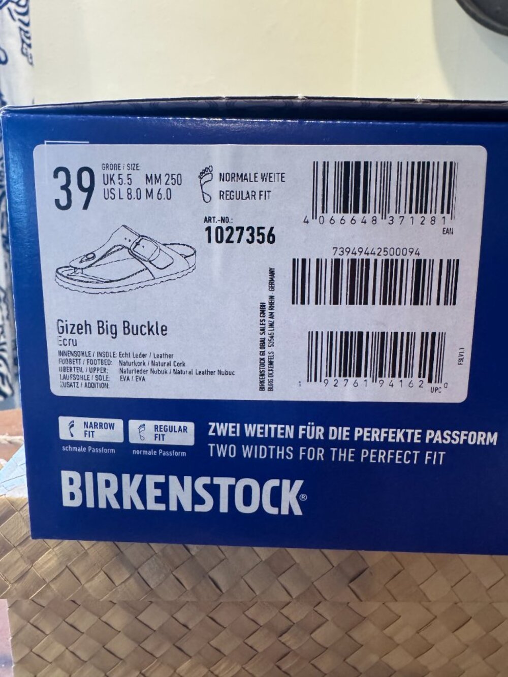Birkenstock Gizeh Big Buckle Ecru Leather Size 39 - Picture 3 of 7